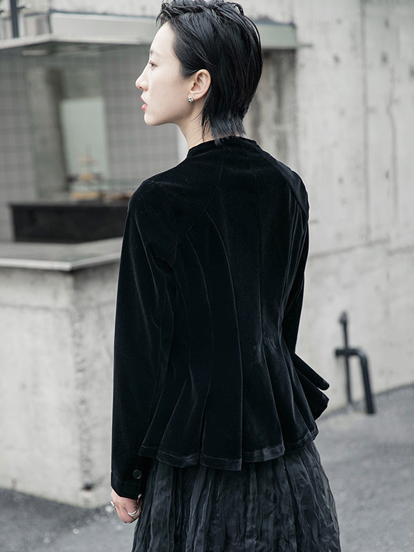 Simple Solid Color Stand Collar Zipper Jacket