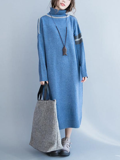 Casual Long Dress in Dark Blue or Light Blue Color