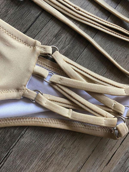 Solid Color Bandage Bikini Swimsuit