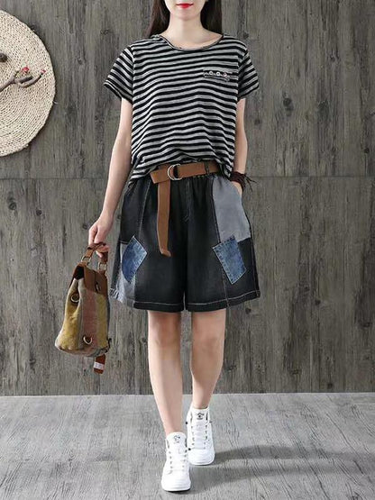Loose Solid Split-joint Shorts Bottom
