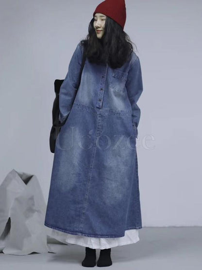 Casual Retro Jean Long Dress