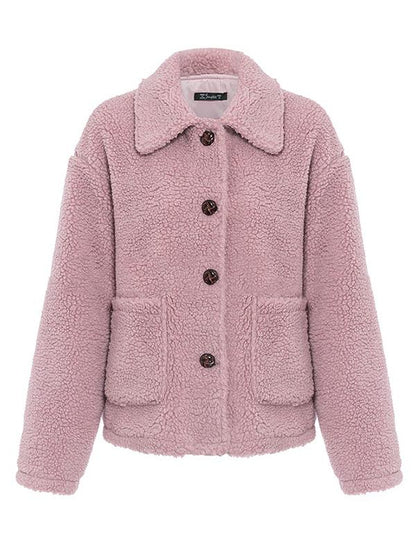 Solid Faux fur Lapel Outwears