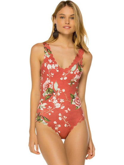 Floral Padded One-piece Swimwear