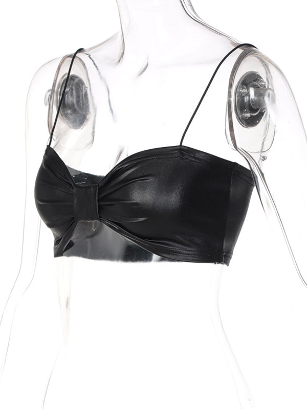 Sexy Leather Wrap U-Neck Bra