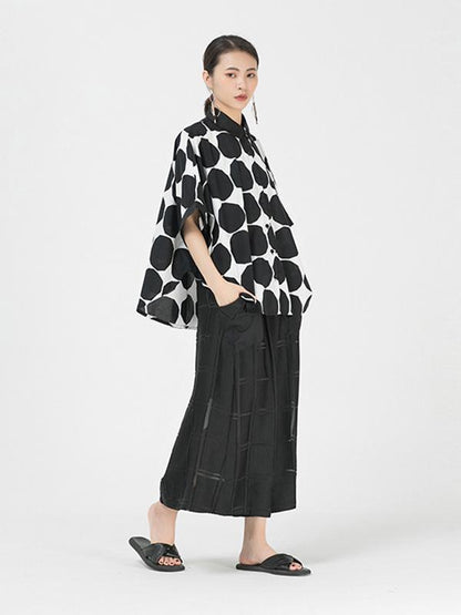Casual Polka-Dot Batwing Shirt Blouse