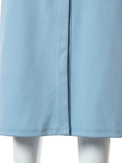 Simple Solid Color Lapel V-Neck Split-Front Midi Dress