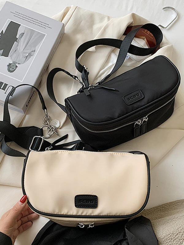 Casual Solid Color Oxford Cloth Shoulder Bag