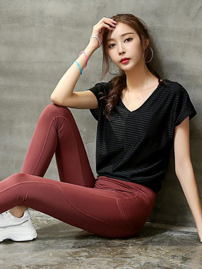 Short Sleeve V-neck Yoga Tees