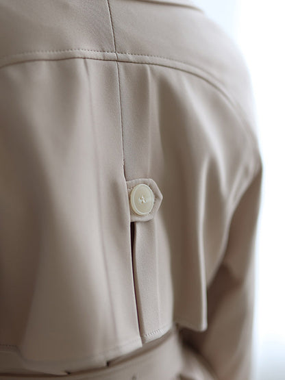 Urban Solid Color Bandage Belted Coat