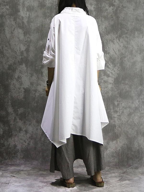 Solid Cropped Loose Shirt Top