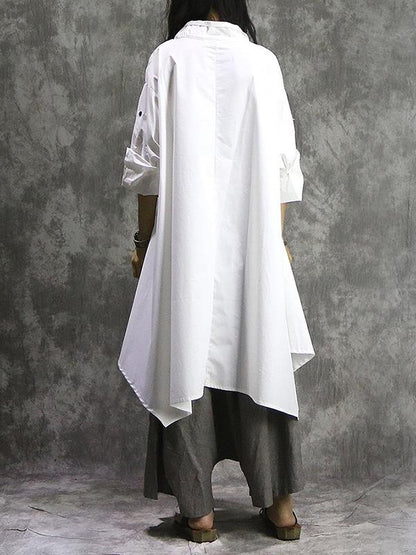 Solid Cropped Loose Shirt Top