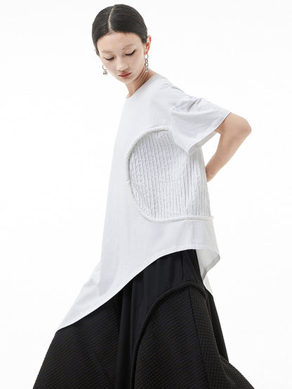 Original Irregular Solid Color Split-Joint T-Shirt Top