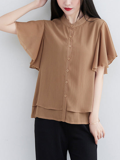 Original 14 Colors Falbala Lapel Blouse Tops
