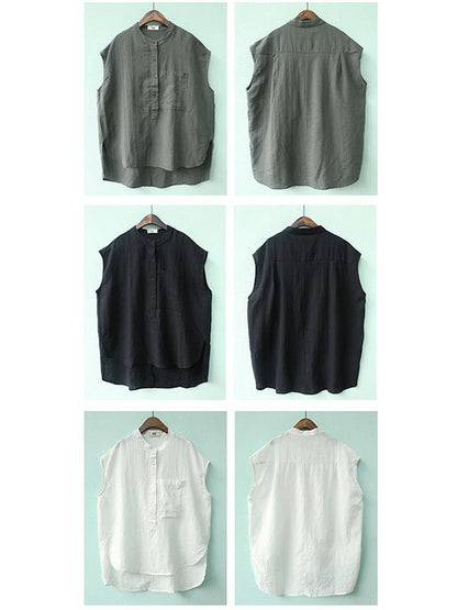 Solid High-low Short Sleeves Shirt
