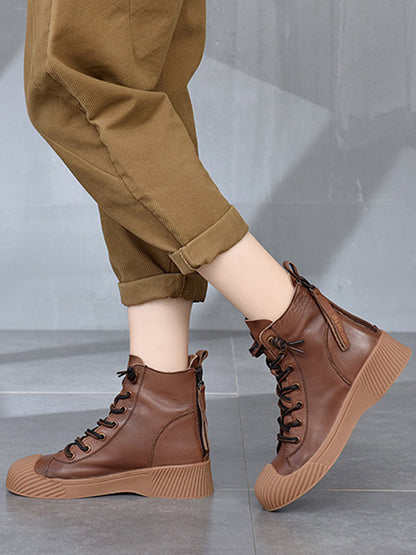 Vintage Cow Leather Zipper Martin Boots