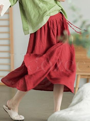 Literary Linen Split-side Skirt