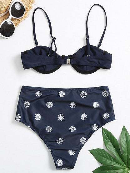 Ethnic Printed Underwired Split Bikini Swimsuit