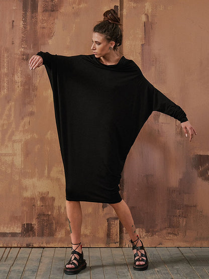 Casual Solid Color Off-The-Shoulder Long Sleeves Midi Dress