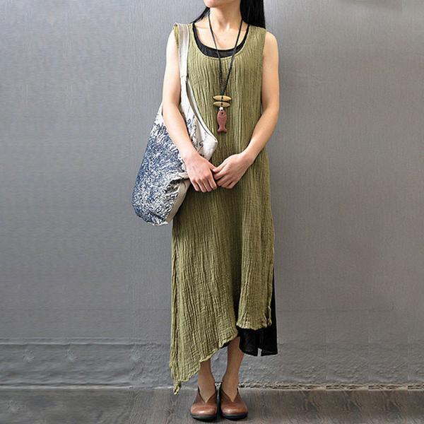 Casual Summer Women Wrinkled Sleeveless Dress