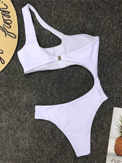 Sexy Cropped Solid One-piece Swimwear
