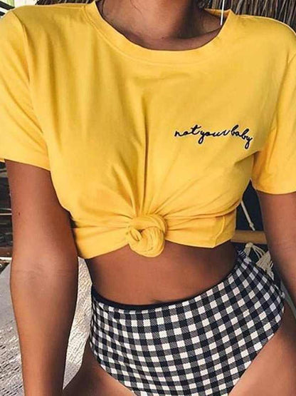 Casual Loose Letter Round-neck T-shirt