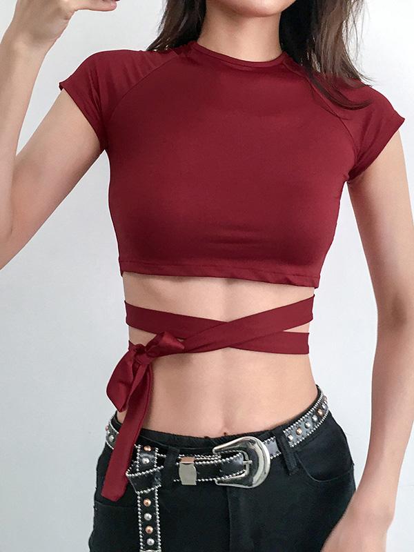 Sexy Backless Cross Strap T-Shirt