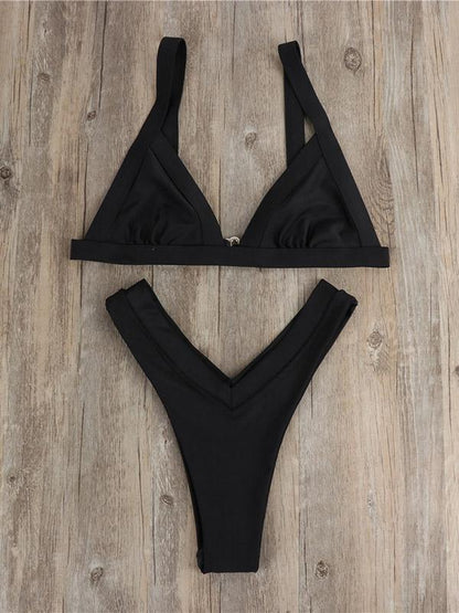 4 Colors Plain Bikinis Swimwear