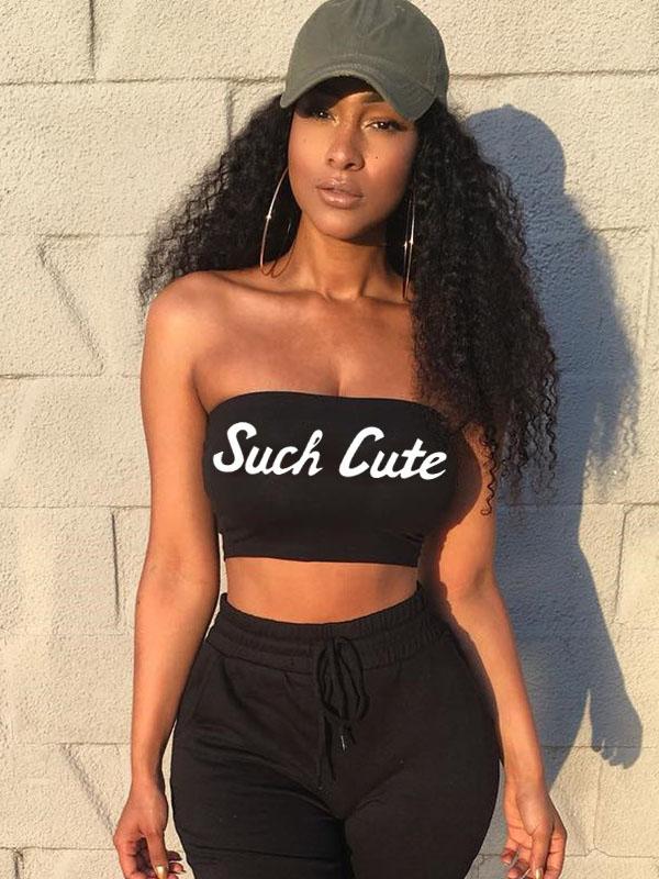 Street Casual Hip-Hop Letter Printed Strapless Tank