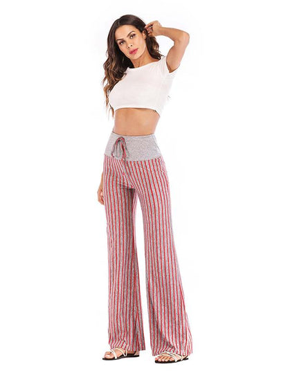 Striped 6 Colors Wide Leg Casual Pants