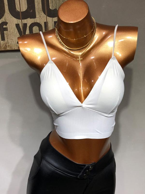 Sexy Wrap Backless Solid Spaghetti-Neck Bra