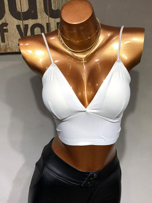 Sexy Wrap Backless Solid Spaghetti-Neck Bra