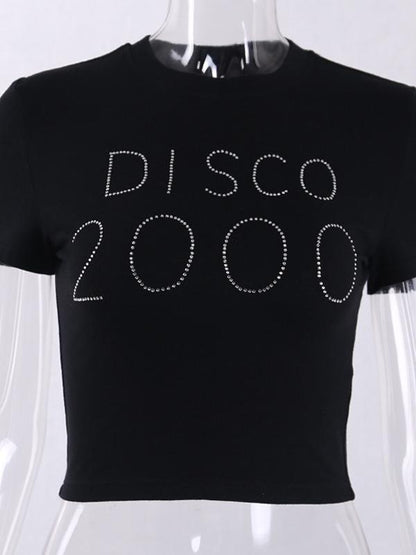 Letter Printed Short Sleeves Round-neck T-Shirts Tops