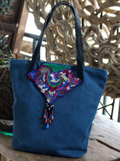 Canvas Embroiered Vintage Tote Bag
