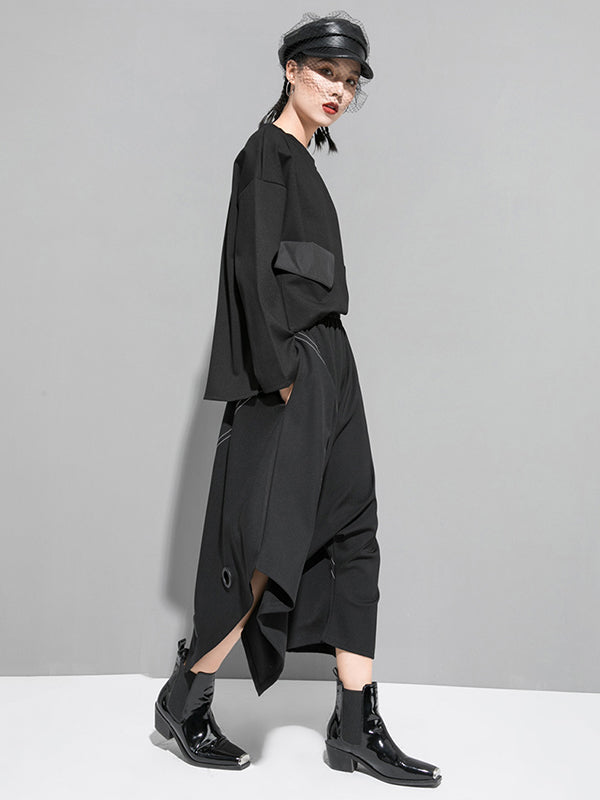 Urban Irregular Solid Color Elasticity Wide Leg Harem Pants