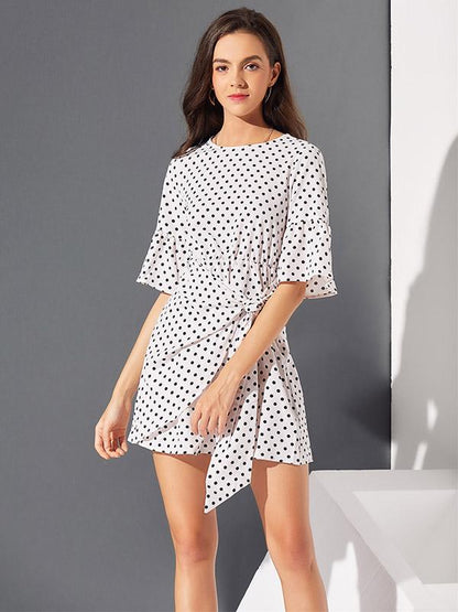 Pretty Bohemia  Falbala Split-joint Lace-up Mini Dress