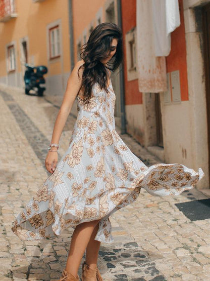 Asymmetric Spaghetti-neck Bohemia Maxi Dress