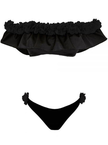 Falbala Flower Decoration Bikinis Swimwear