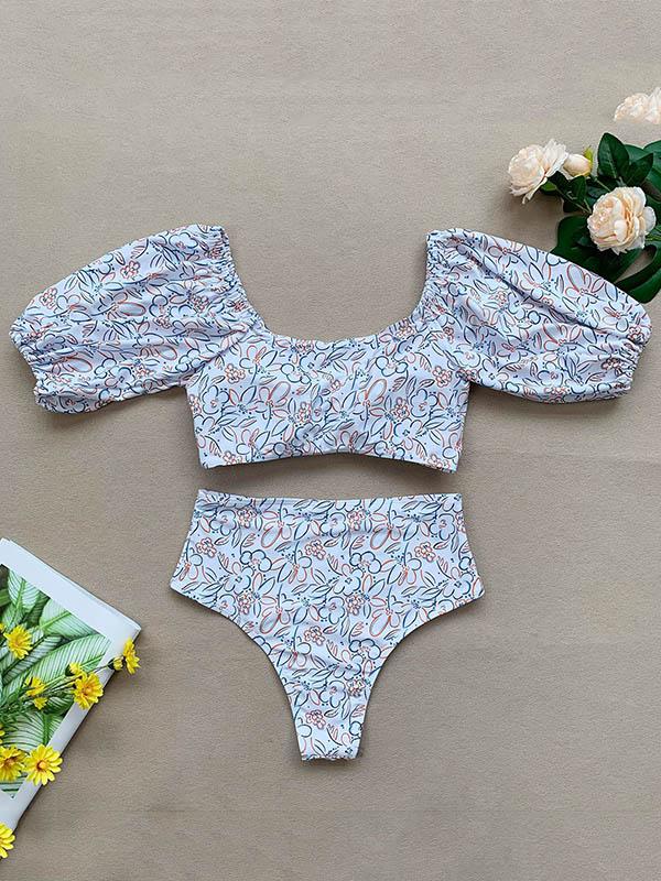 Sweetheart Short Sleeves Bikini Swimsuit