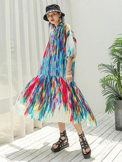 Casual Colorful Printed Long Dress
