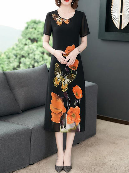 Loose Chiffon Printed Dress