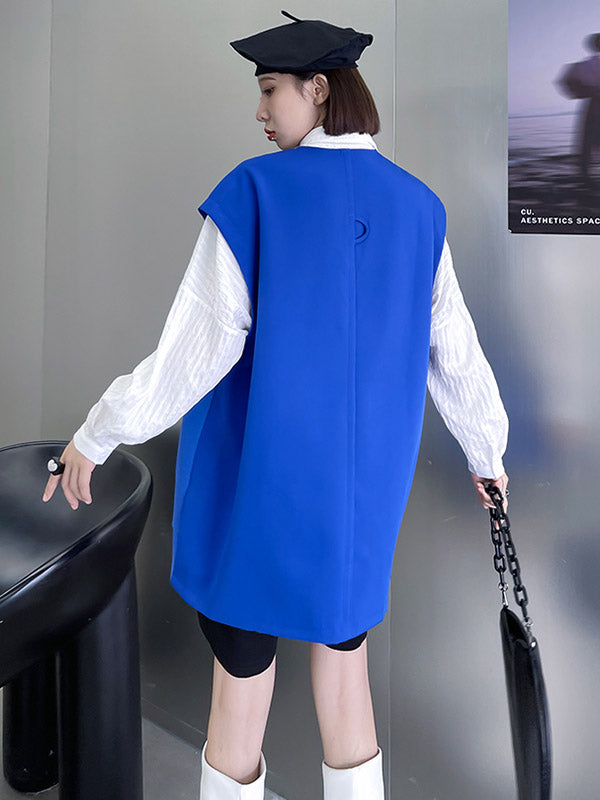 Simple Asymmetric V-Neck Sleeveless Vest Outerwear