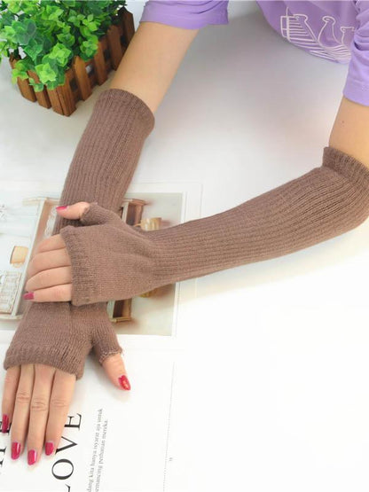 Knitted Half Finger Long Gloves Accessories