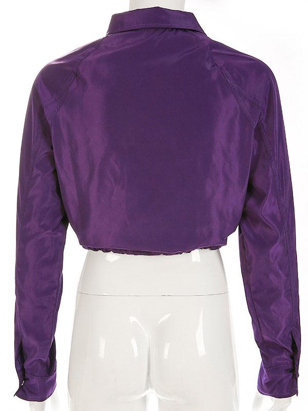 Fashion Leisure Polo Collar Bodycon Jacket