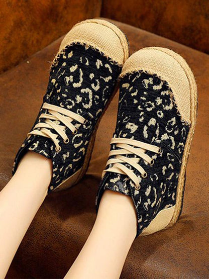 Leopard Thick Bottom Straw Shoes