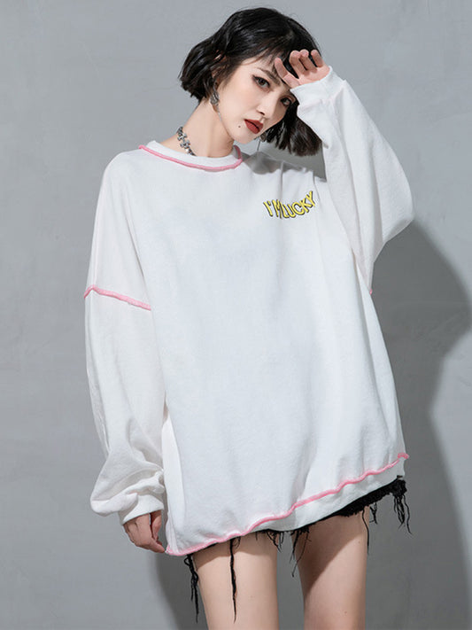Casual Contrast Color Printed Long Sleeves Sweatshirt Top