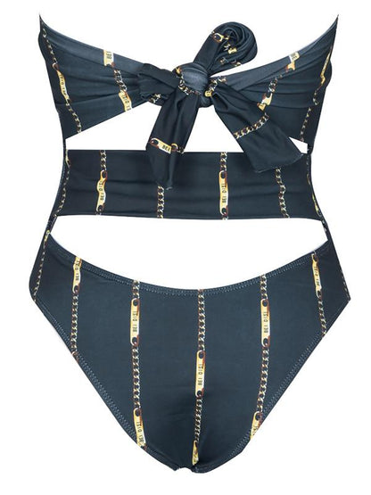 Dull Striped One-piece Swimwear