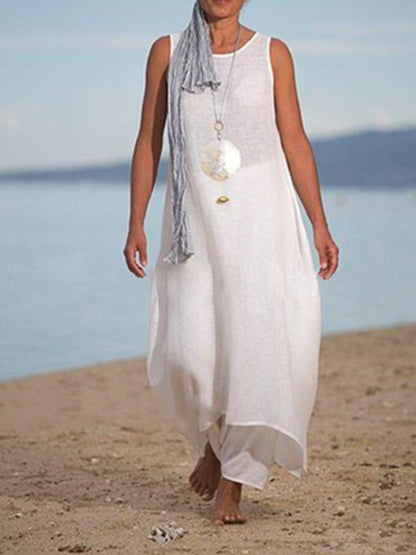 Loose Cropped Sleeveless Maxi Dress