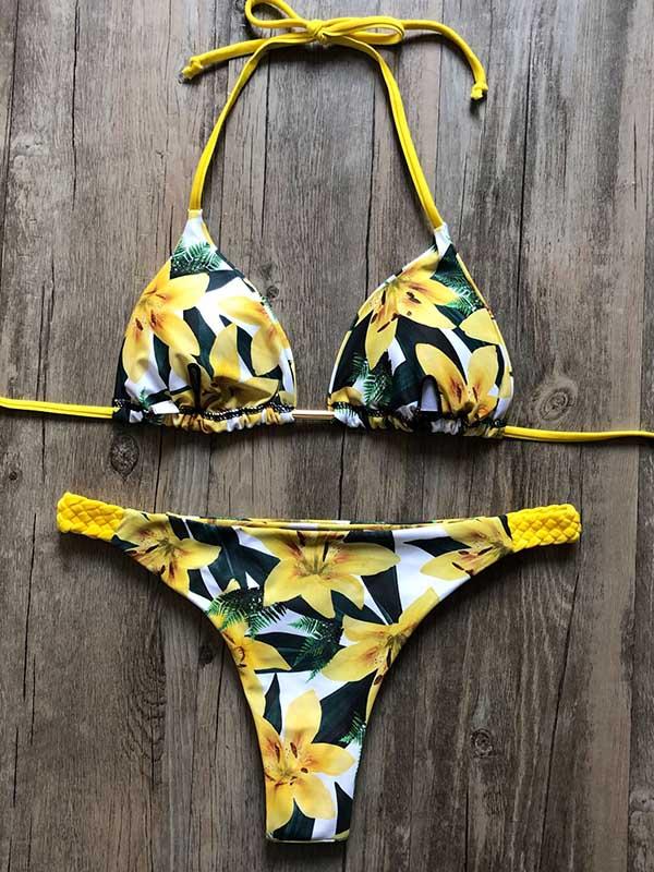 Printed Triangles Triangles Split Bikini Swimsuit