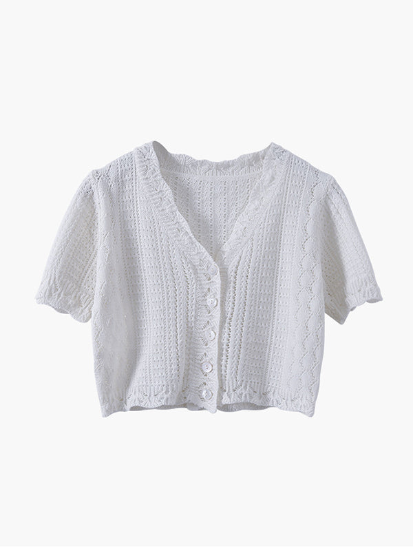 Original Solid Color V-Neck Knitting Cardigans Tops