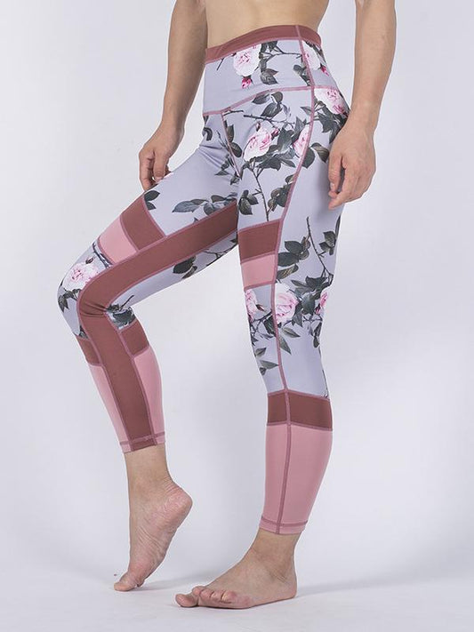 Mesh Flower Printed Yoga Leggings